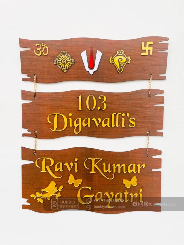 FullSizeRender_74 Name board wood 3 steps Venkateswara theme - Bubbly Decors