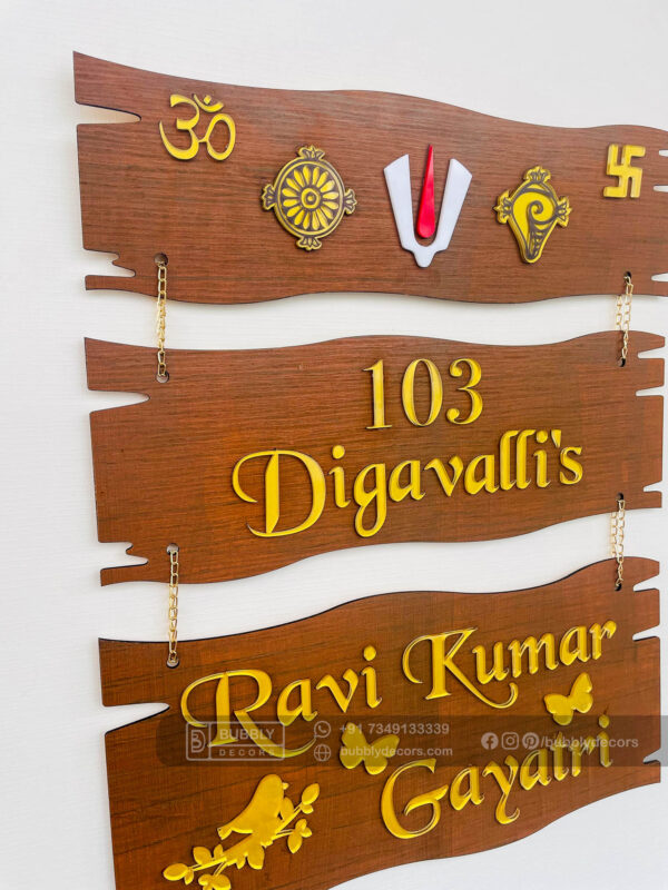 FullSizeRender_75 Name board wood 3 steps Venkateswara theme - Bubbly Decors