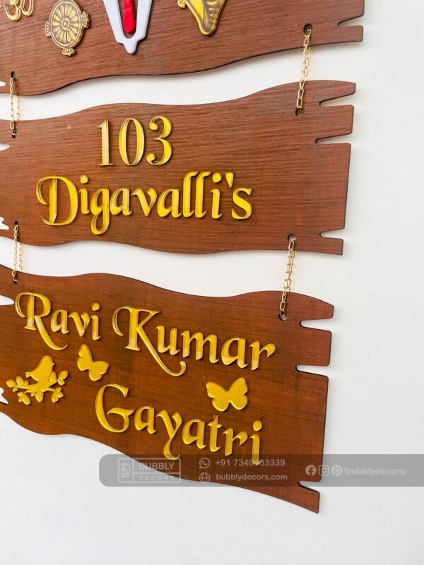 FullSizeRender_77 Name board wood 3 steps Venkateswara theme - Bubbly Decors