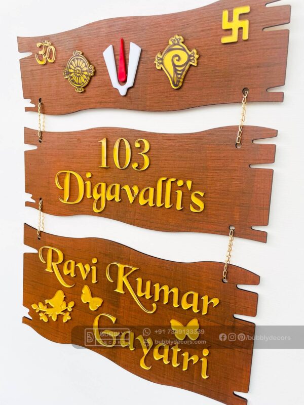 FullSizeRender_82 Name board wood 3 steps Venkateswara theme - Bubbly Decors