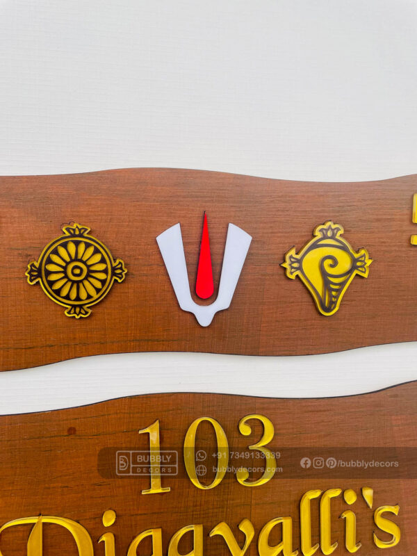 FullSizeRender_83 Name board wood 3 steps Venkateswara theme - Bubbly Decors