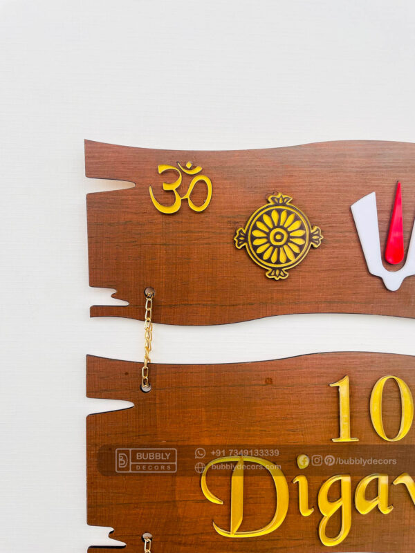 FullSizeRender_84 Name board wood 3 steps Venkateswara theme - Bubbly Decors