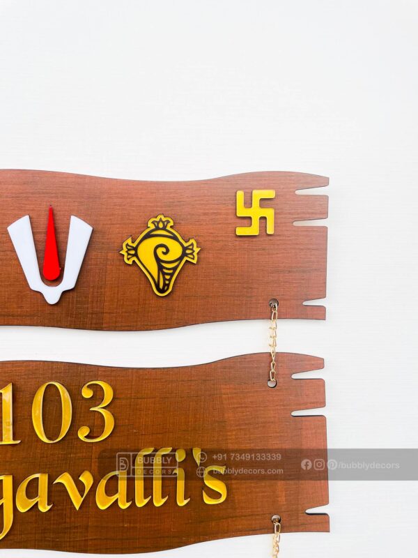 FullSizeRender_85 Name board wood 3 steps Venkateswara theme - Bubbly Decors