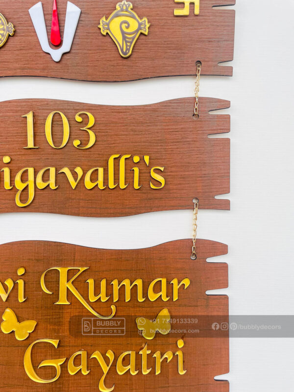 FullSizeRender_86 Name board wood 3 steps Venkateswara theme - Bubbly Decors