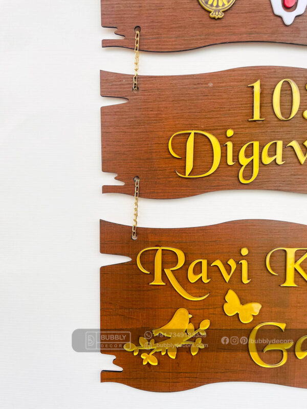 FullSizeRender_87 Name board wood 3 steps Venkateswara theme - Bubbly Decors