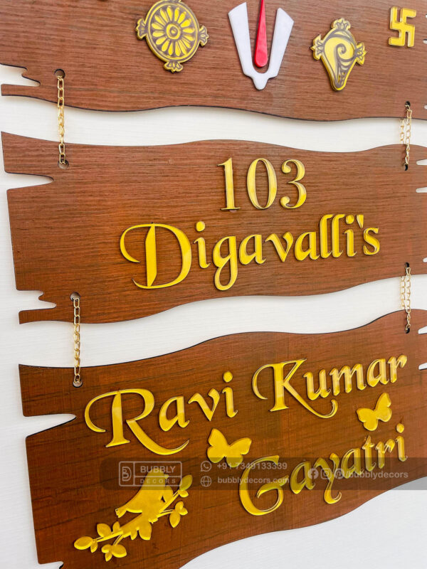 FullSizeRender_88 Name board wood 3 steps Venkateswara theme - Bubbly Decors
