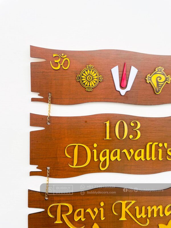FullSizeRender_90 Name board wood 3 steps Venkateswara theme - Bubbly Decors