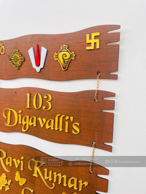 FullSizeRender_91 Name board wood 3 steps Venkateswara theme - Bubbly Decors