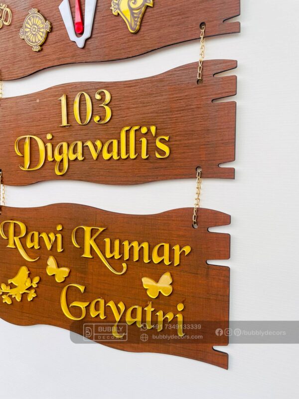 FullSizeRender_92 Name board wood 3 steps Venkateswara theme - Bubbly Decors