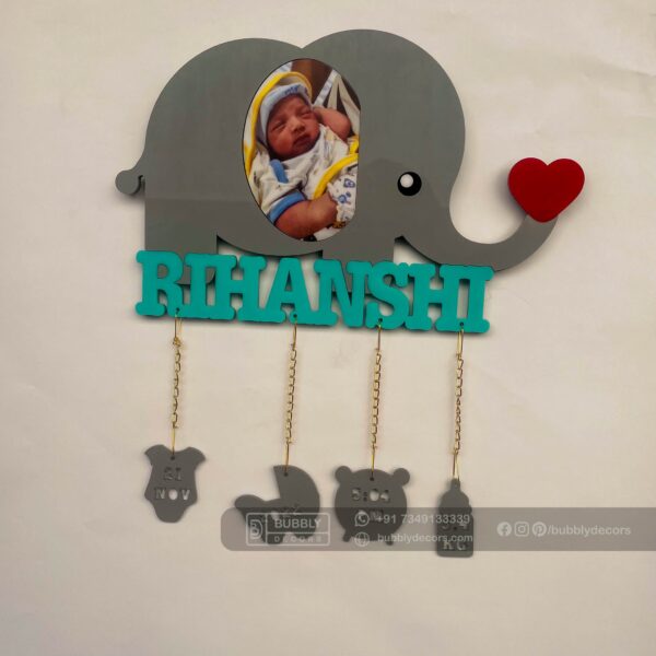 IMG_15932 Baby details frame elephant theme - Bubbly Decors