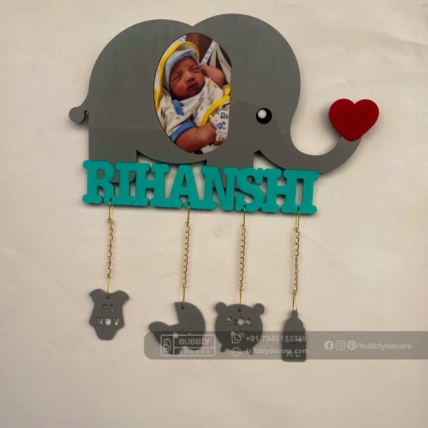 IMG_15942 Baby details frame elephant theme - Bubbly Decors