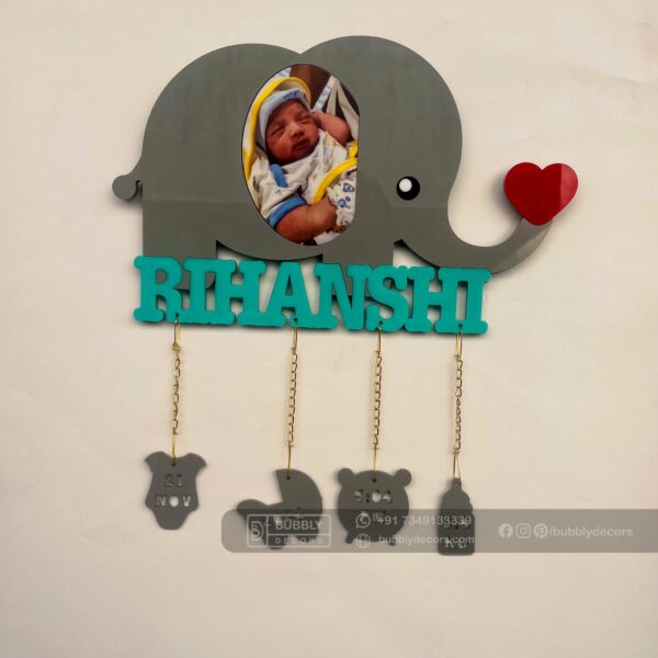 IMG_15952 Baby details frame elephant theme - Bubbly Decors
