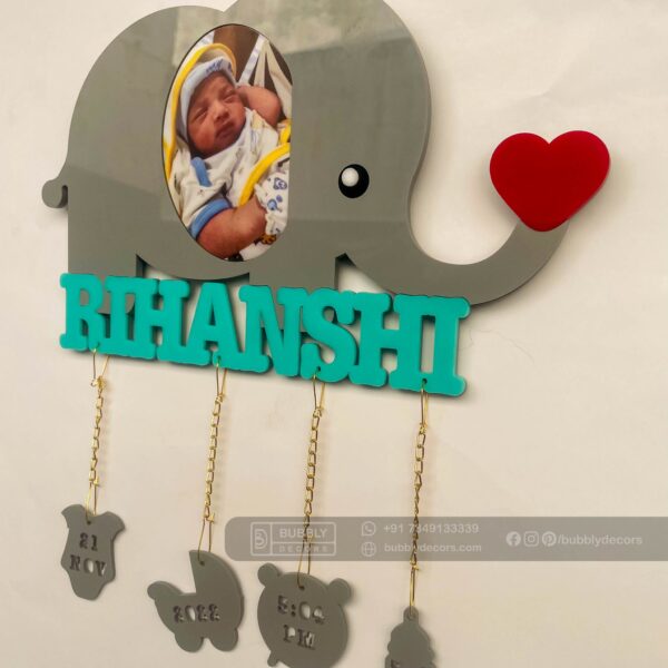 IMG_15992 Baby details frame elephant theme - Bubbly Decors