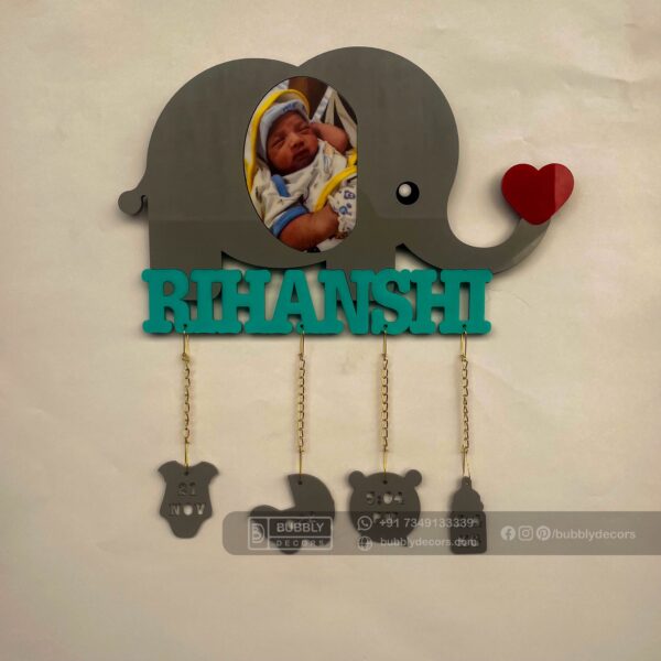 IMG_16012 Baby details frame elephant theme - Bubbly Decors