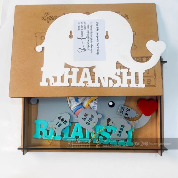 IMG_16042 Baby details frame elephant theme - Bubbly Decors