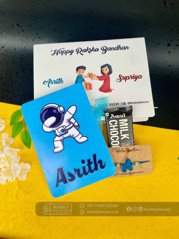 IMG_3491 Kiddo name plates Rakhi combo - Bubbly Decors