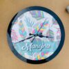 IMG_4017-pichi Pattern clock name customised - Bubbly Decors