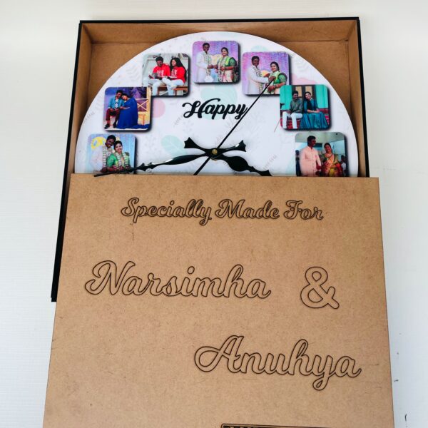 IMG_7391-pichi Wall clock with photos and message - Bubbly Decors