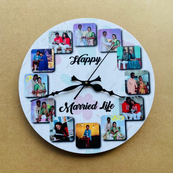 IMG_7394-pichi Wall clock with photos and message - Bubbly Decors