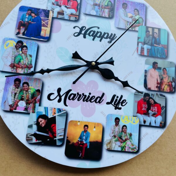 IMG_7396-pichi Wall clock with photos and message - Bubbly Decors