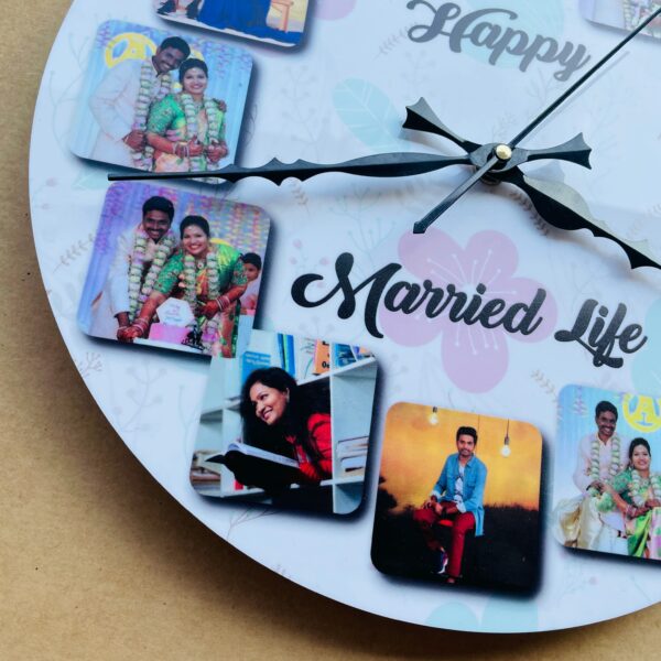 IMG_7397-pichi Wall clock with photos and message - Bubbly Decors