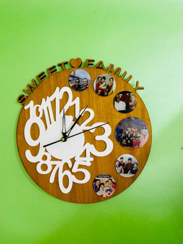 image_24df9a1c-1780-4f47-a240-48a7a3b96f56 Wooden clock with pics - Bubbly Decors