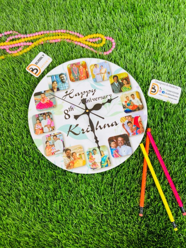 image_9bac14b2-a1a2-4d19-913d-35fe696e8dbe Wall clock with photos and message - Bubbly Decors