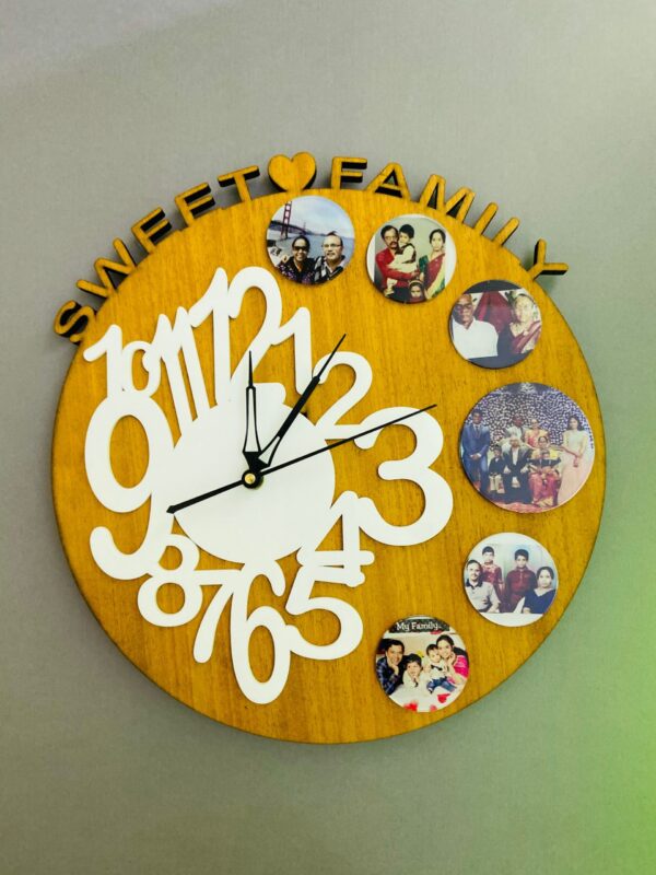 image_bfdd27cd-5990-44d7-ab4c-5f60723296e8 Wooden clock with pics - Bubbly Decors