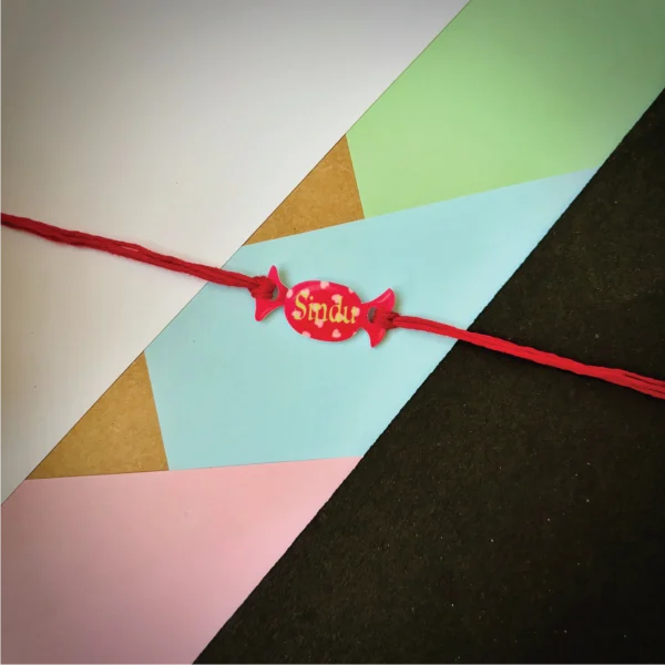 111-1-no-gift-candy-rakhired-1.webp Candy Rakhi Red - Personalised Rakhi for Brother by Bubbly Decors
