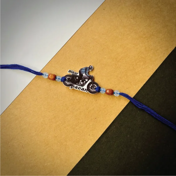 122-1-no-gift-bikerrakhi-1.webp Biker Rakhi - Personalised Rakhi for Brother by Bubbly Decors
