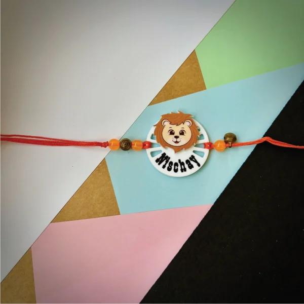136-1-no-gift-Animal-tigerRakhi-1.webp Animal Tiger Rakhi - Personalised Rakhi for Brother by Bubbly Decors