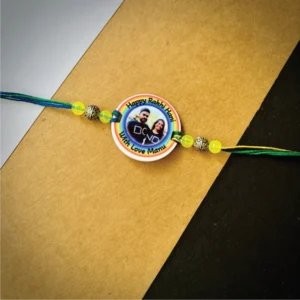 23-1-no-gift-rainbow-rings-photorakhi-1.webp Rainbow Rings Photo Rakhi - Personalised Rakhi for Brother by Bubbly Decors