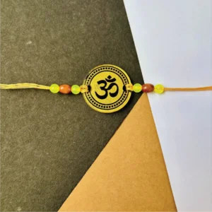 Om Gold Painted Rakhi - Personalised Rakhi for Brother by Bubbly Decors