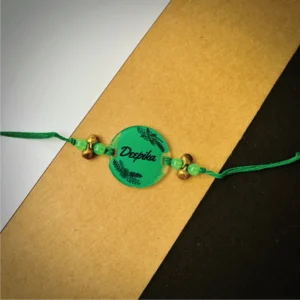 44-1-no-gift-name-painted-rakhiGreen-1.webp Name Painted Rakhi Green - Personalised Rakhi for Brother by Bubbly Decors