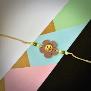 Flower Smiley Rakhi Brown - Personalised Rakhi for Brother by Bubbly Decors