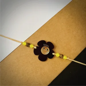Flower Smiley Rakhi Black - Personalised Rakhi for Brother by Bubbly Decors