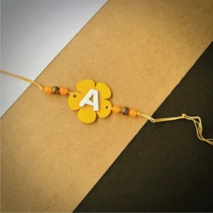 Flower Alphabet Rakhi Yellow - Personalised Rakhi for Brother by Bubbly Decors