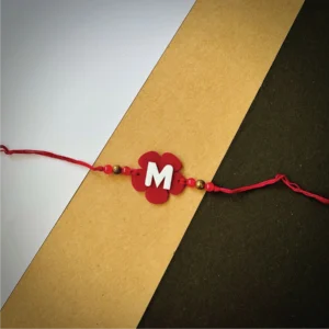 Flower Alphabet Rakhi Red - Personalised Rakhi for Brother by Bubbly Decors