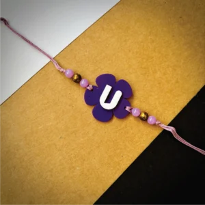 Flower Alphabet Rakhi Purple - Personalised Rakhi for Brother by Bubbly Decors