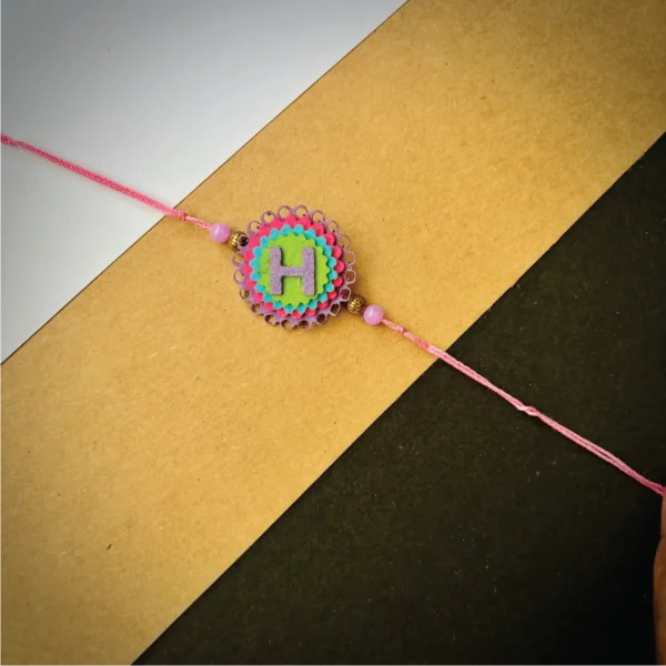 82-1-no-gift-felt-alphabet-traditional-rakhigray-1.webp Felt Alphabet Traditional Rakhi Gray - Personalised Rakhi for Brother by Bubbly Decors