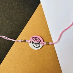 85-1-no-gift-doughnuts-paintedrakhi-1.webp Doughnuts Painted Rakhi - Personalised Rakhi for Brother by Bubbly Decors